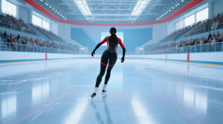 低機位跟隨鏡頭,一個黑發女性運動員在冰場上滑冰,體育館,觀眾,環形冰場,8K,最高畫質,背影,黑紅相間的運動服,立體,3d, (1)_upscayl_2x_ultrasharp 拷貝.jpg 低機位跟隨鏡頭,一個黑發女性運動員在冰場上滑冰,體育館,觀眾,環形冰場,8K,最高畫質,背影,黑紅相間的運動服,立體,3d, (1)_upscayl_2x_ultrasharp 拷貝.jpg